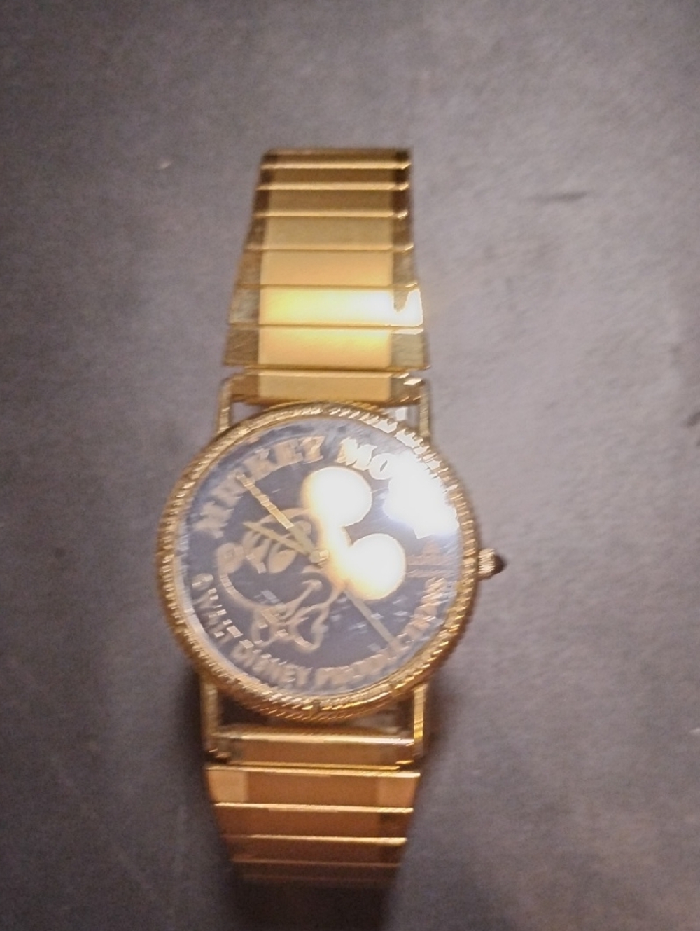 Gold-tone Mickey Mouse Dial Stretch Bracelet Watch